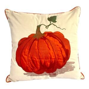 Great Pumpkin Embroidered Fall Harvest Decorative Pillow 19"x19"